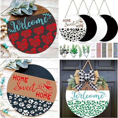 Miniatura 3 de 15 plantillas de bienvenida, plantillas de pintura de plástico, plantillas grandes de letras de bienvenida, plantillas de arte redondas, plantillas