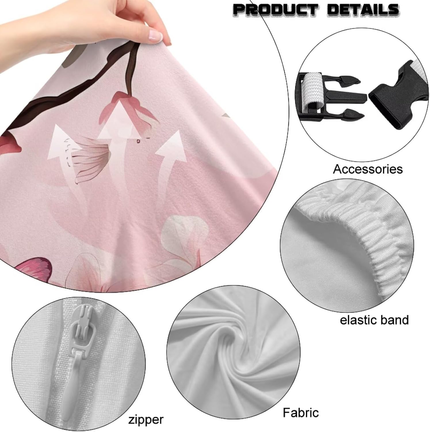 Merkmak Gaming Chair Cover 4 Pieces Computer Chair Cover Include Backrest, Seat and Armrest, Pink Butterfly Flower Office Chair Covers for Home, Shop, Living Room, Office Decorations
