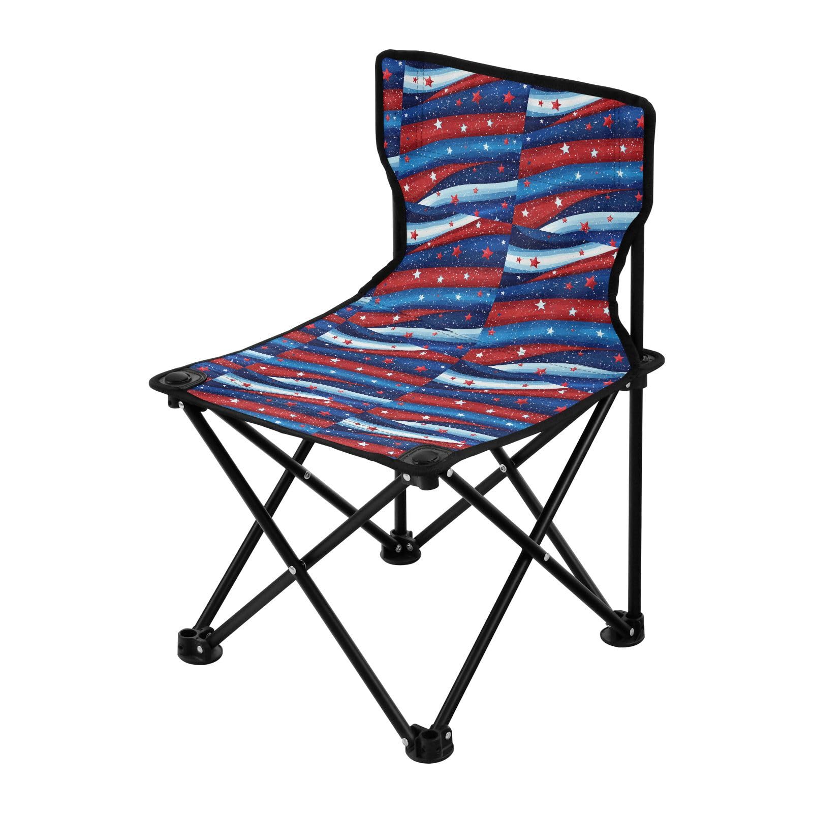Chaise de camping pliable FRODOTGV étoiles bleues et rouges avec sac