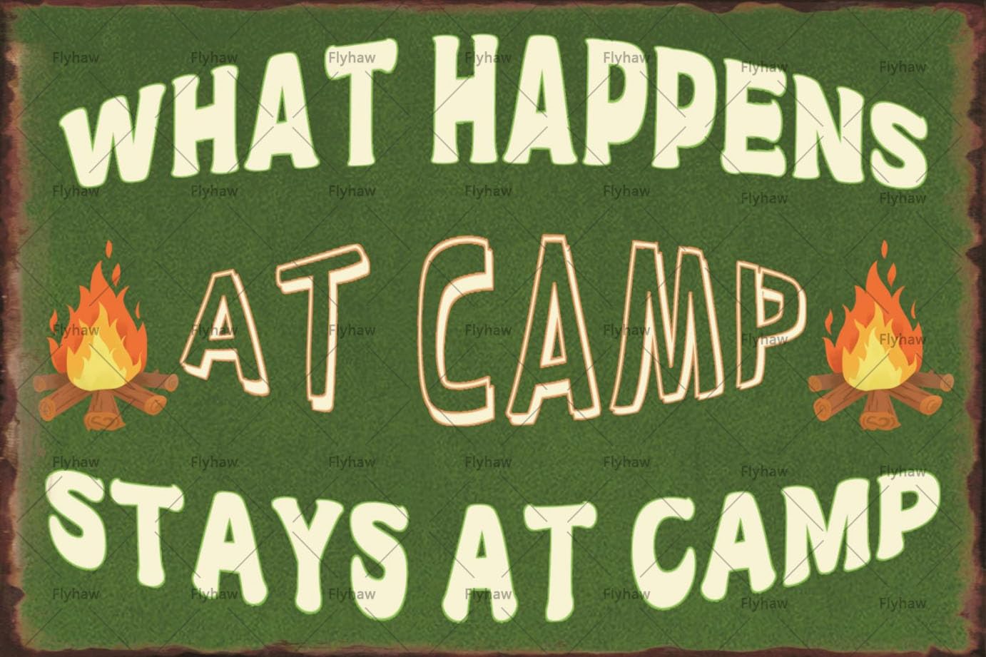 Vintage Metal Tin Sign What Happens At The Camp Stays At The Camp Camp Decor Poster Camp Party Decor Cafe Bar Garage Outdoors Plaque 12x16 Inch Custom Private Property Signs