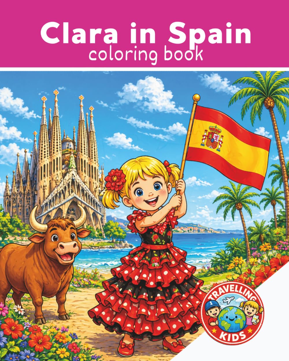 Traveling Kids: Clara in Spain: Kids Travel Coloring Book | Spanish Culture, Food, Animals & Landmarks | Ages 4–8| Explore Spain | Explore the World | 25 Pages | 8x10