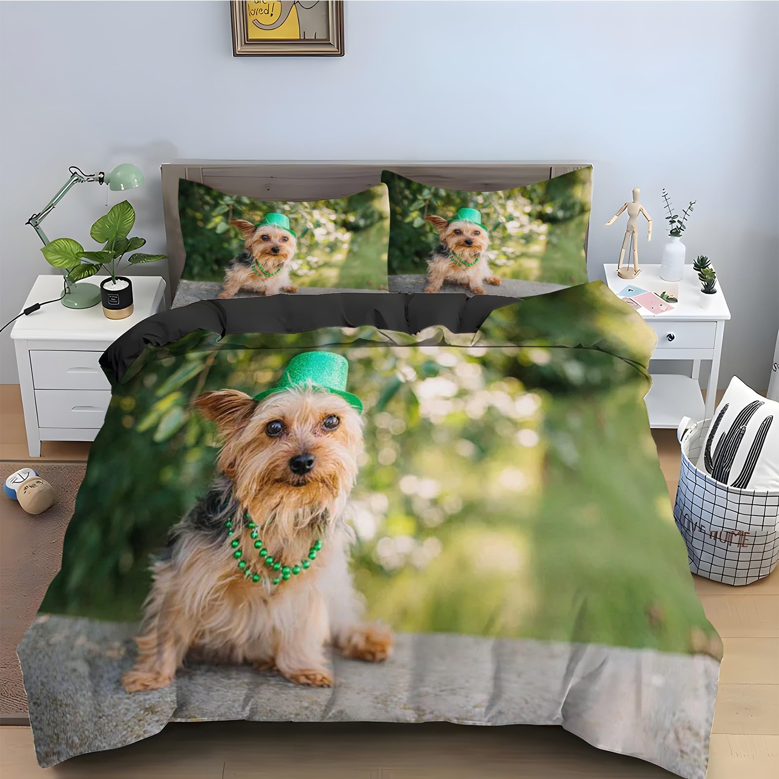 Housse de couette Terrier Australien parure de lit 90x190 pour lit simple facile à border