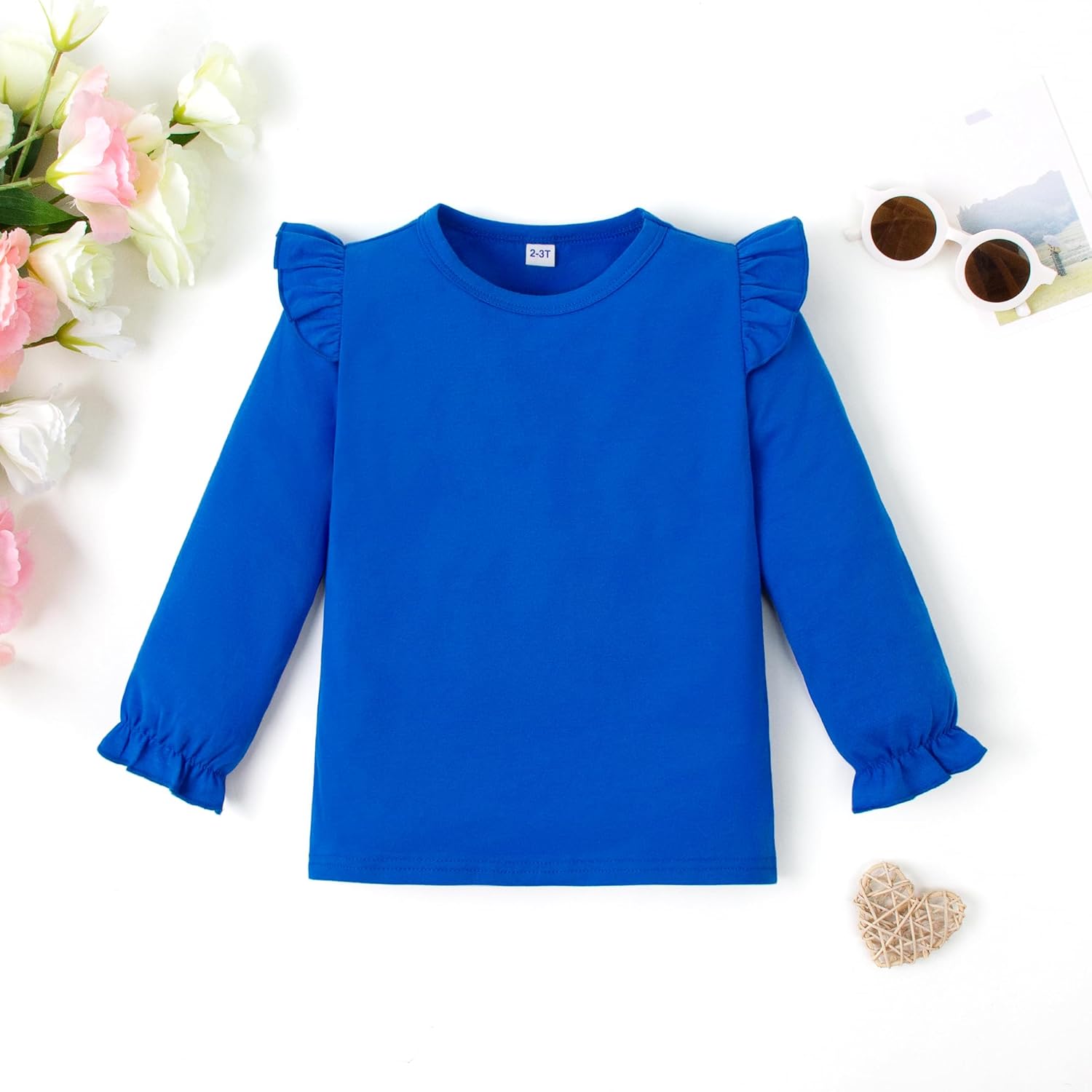 LYSMuch 1-7T Toddler Baby Girls Blouse Long Sleeve Ruffle Shirt Solid Top Clothes - Image 2