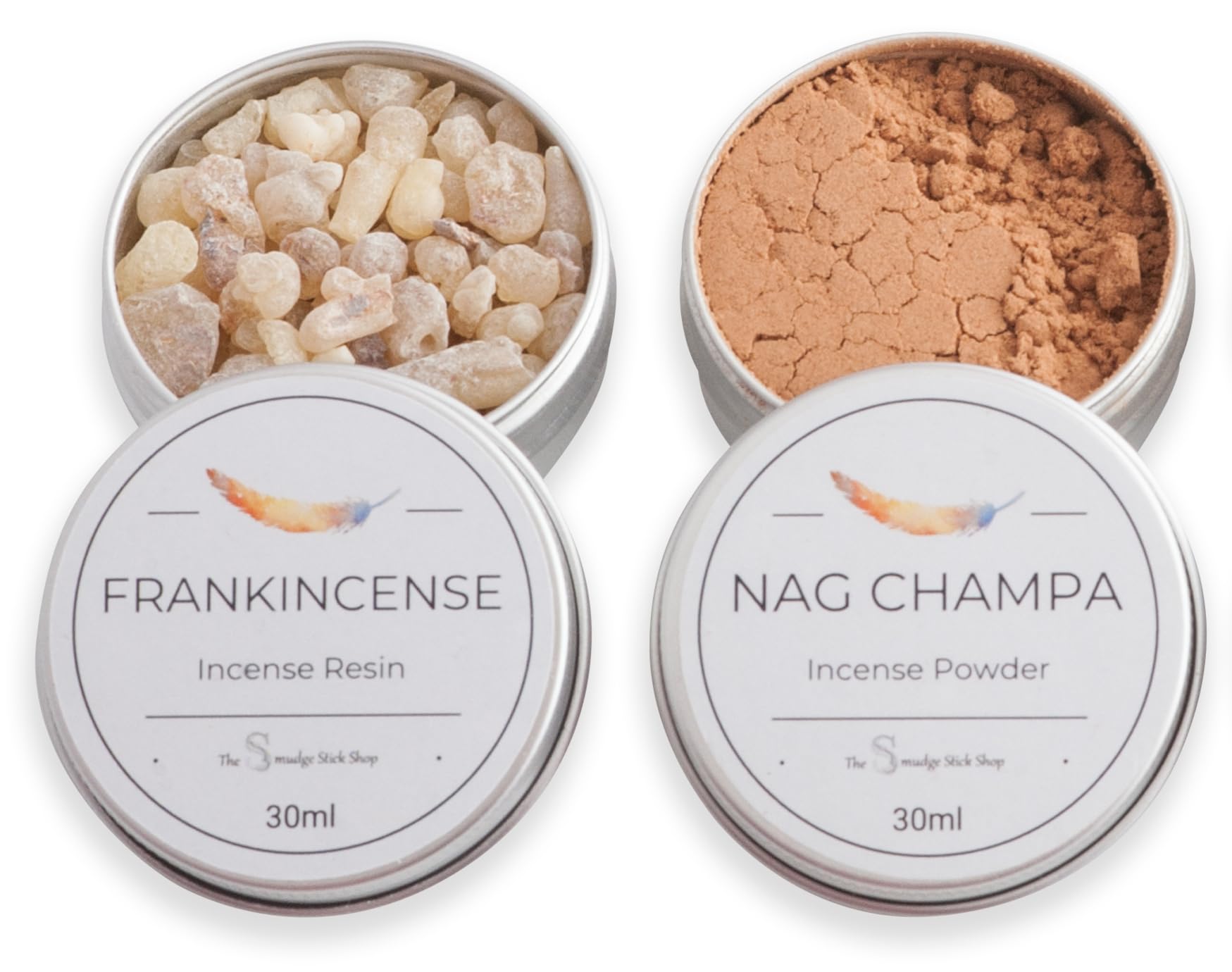 Fresh Incense Tin Kit Collection of 2 in 30ml Tins (Frankincense and Nag Champa)