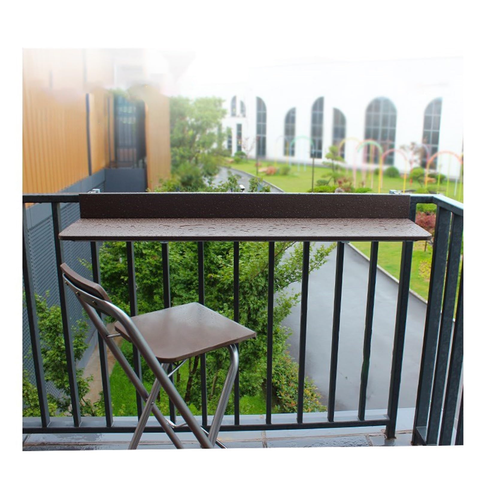 Table de balcon pliable pour café en terrasse et télétravail au soleil