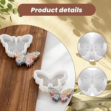 2 Pcs Butterfly Silicone Freshie Molds, 3D Butterfly Silicone Chocolate Mold, Reusable Butterflys Resin Mold Kit for Scented Candles, Clay, Baking, Soap, Cake Decorating