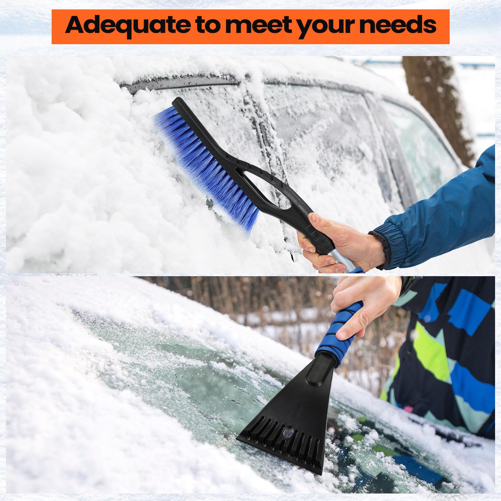 Yahenda 6 raspadores de hielo y cepillo de 27 pulgadas para coche, cepillo de nieve desmontable y raspador de hielo para coche con agarre de espuma para parabrisas, SUV, camión, automóvil y vehículo