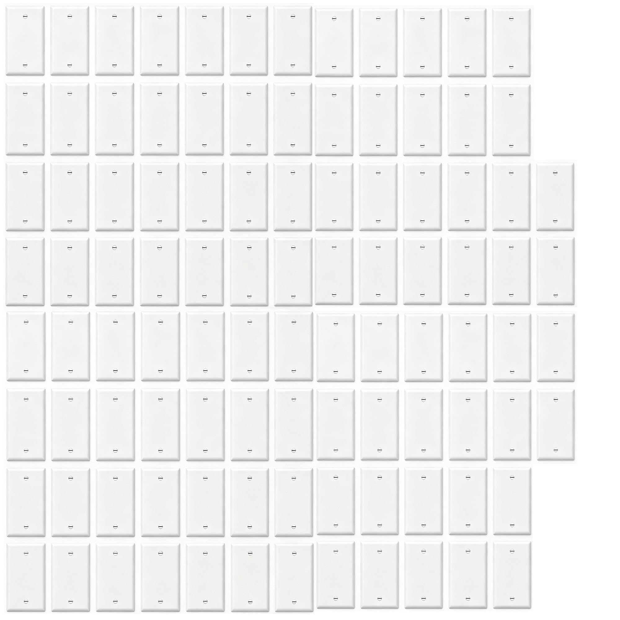 ZEFTV Mid-Size Blank Wall Plates 1-Gang 4.89" x 3.12" blank Switch Outlet Electrical Cover Plate Unbreakable Thermoplastic Faceplate for Light Receptacle Outlet Switch, White (100 Pack)