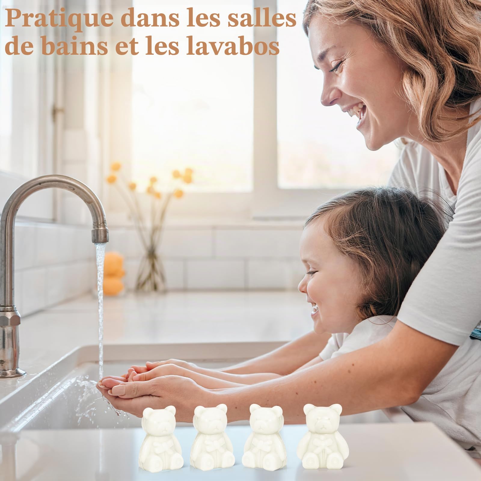 Lot de 36 mini savons en forme d'ours, pour fête prénatale, doux et parfumé, blanc, avec boîte cadeau, cartes de remerciement, petit savon fait à la main pour garçons et filles