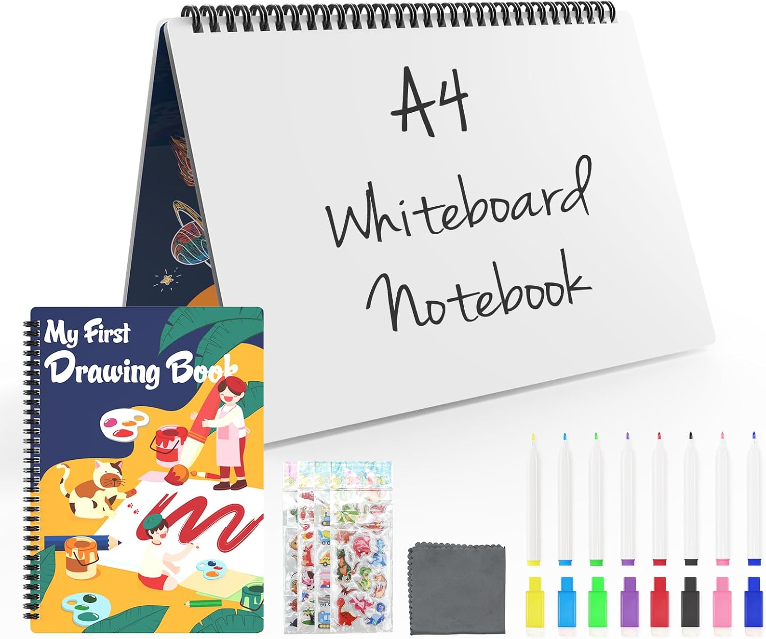 Dry Erase White Board with Bracket Erasable Whiteboard with Stand Desk Stable Meeting Notebook for Noting Working Memo Home Business Office Supplies (A4 Notebook)