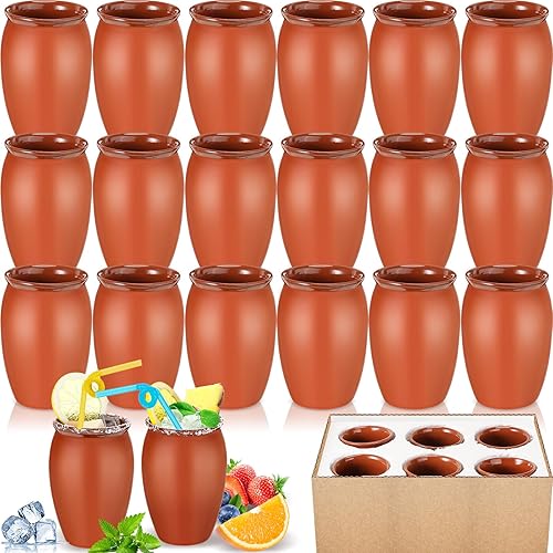 Vista 9 de Gejoy Juego de 6 Cantaritos De Barro Mexicanos Cantaritos Shooters Cerámica Taco Martes Copa de Arcilla Mexicana Fiesta De Barro Mexicanos Vasos