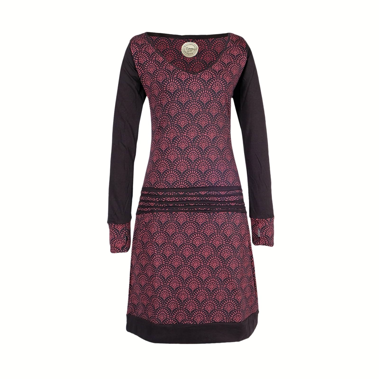 Vishes Leichtes Jerseykleid Langarm mit Punkten | Handgefertigt aus 100% Baumwolle | Ideal für Herbst & Frühjahr | Nachhaltige Alternative Bekleidung