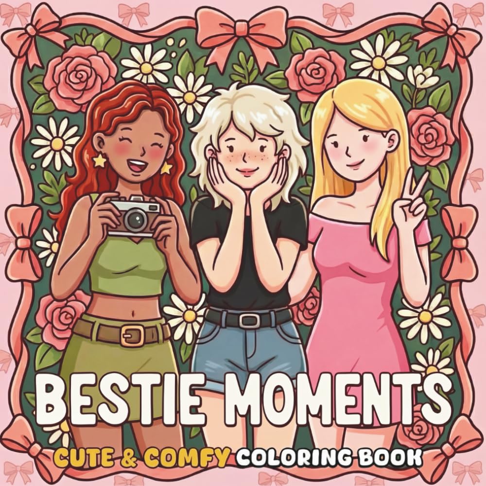 Bestie Moments: Cute & Comfy Coloring Book: Adorable Illustrations of Friendship, Fashion, and Cozy Vibes for Relaxation, Stress Relief, and Fun