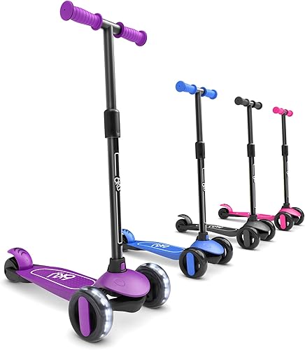 6KU Scooter for Kids Ages 3-5 with Flash Wheels, Kids Scooter 4 Adjustable Height, Toddler Scooter Extra-Wide PU LED Wheels, 3 Wheel Scooter for