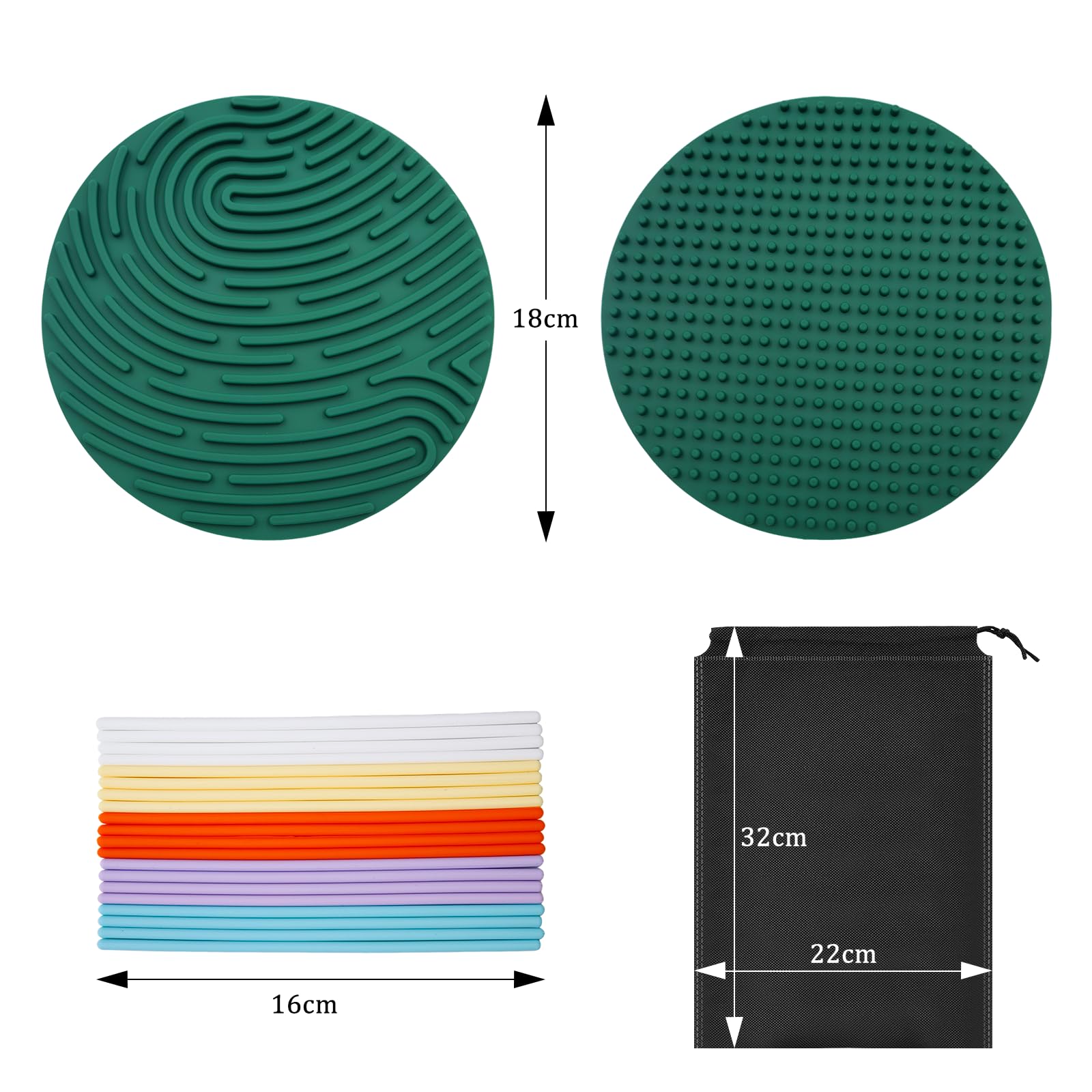 OMJMYY Sensory Activity Board karta aktywności sensorycznej, silikonowa karta sensoryczna Fidget z 20 strunami i torbą podróżną dla dzieci 3+ i dorosłych ADHD, autyzm, stres lękowy