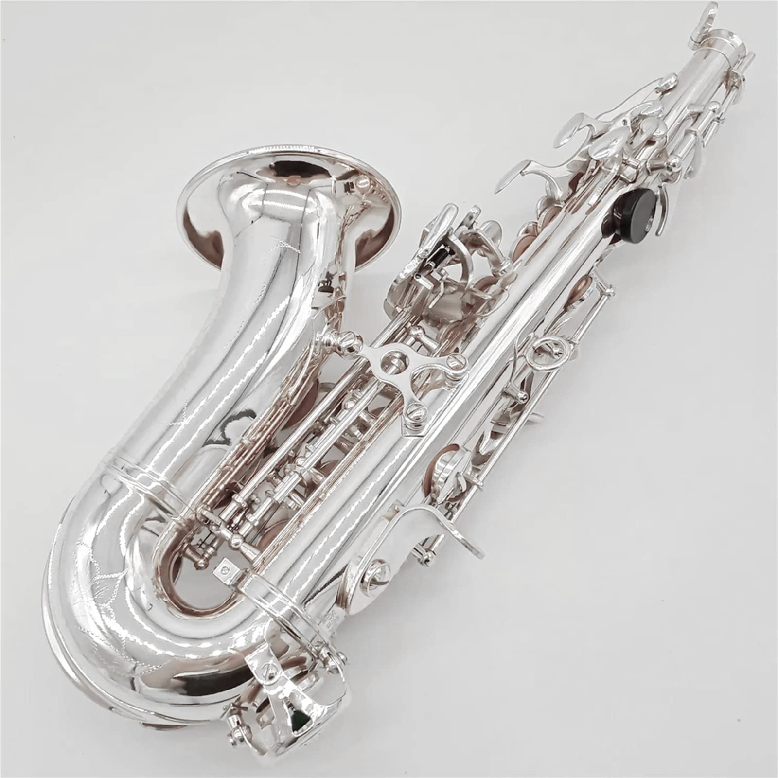 Saxofones Saxofón Curvo Profesional De Plata BB Patrón Tallado Profundo Saxofón De Instrumento Francés