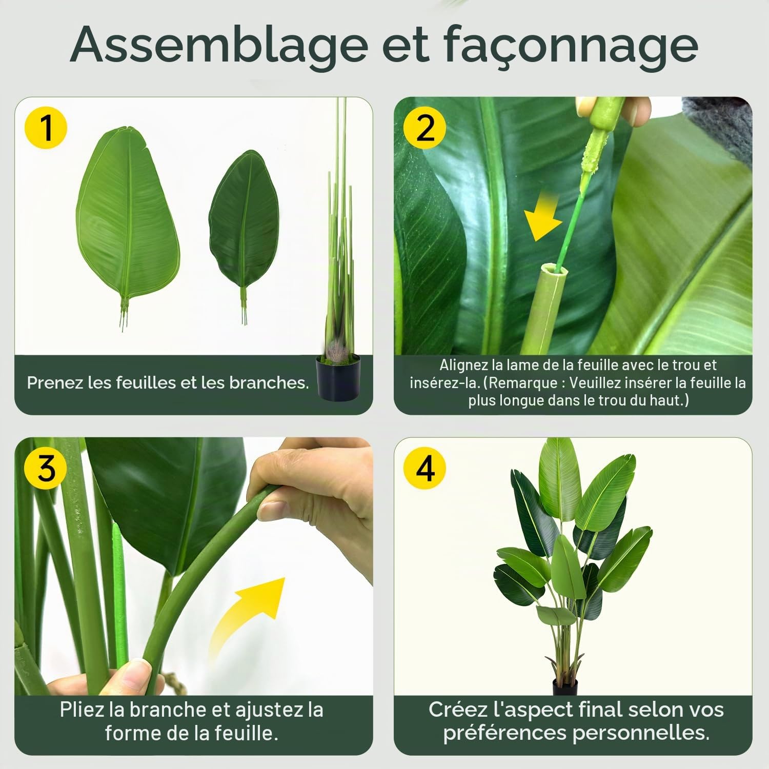 Plante Artificiel Oiseau de Paradis 160 cm, Palmier Tropical Artificiel avec 10 Feuilles, Plantes Artificielles en Pot pour Décoration Intérieur Extérieur, Salon, Bureau, Jardin, Cadeau