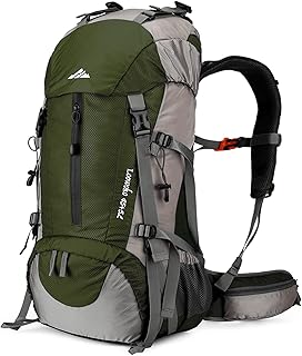Loowoko Hiking Backpack 50L Travel Camping Backpack with Rain Cover - No Internal Frame