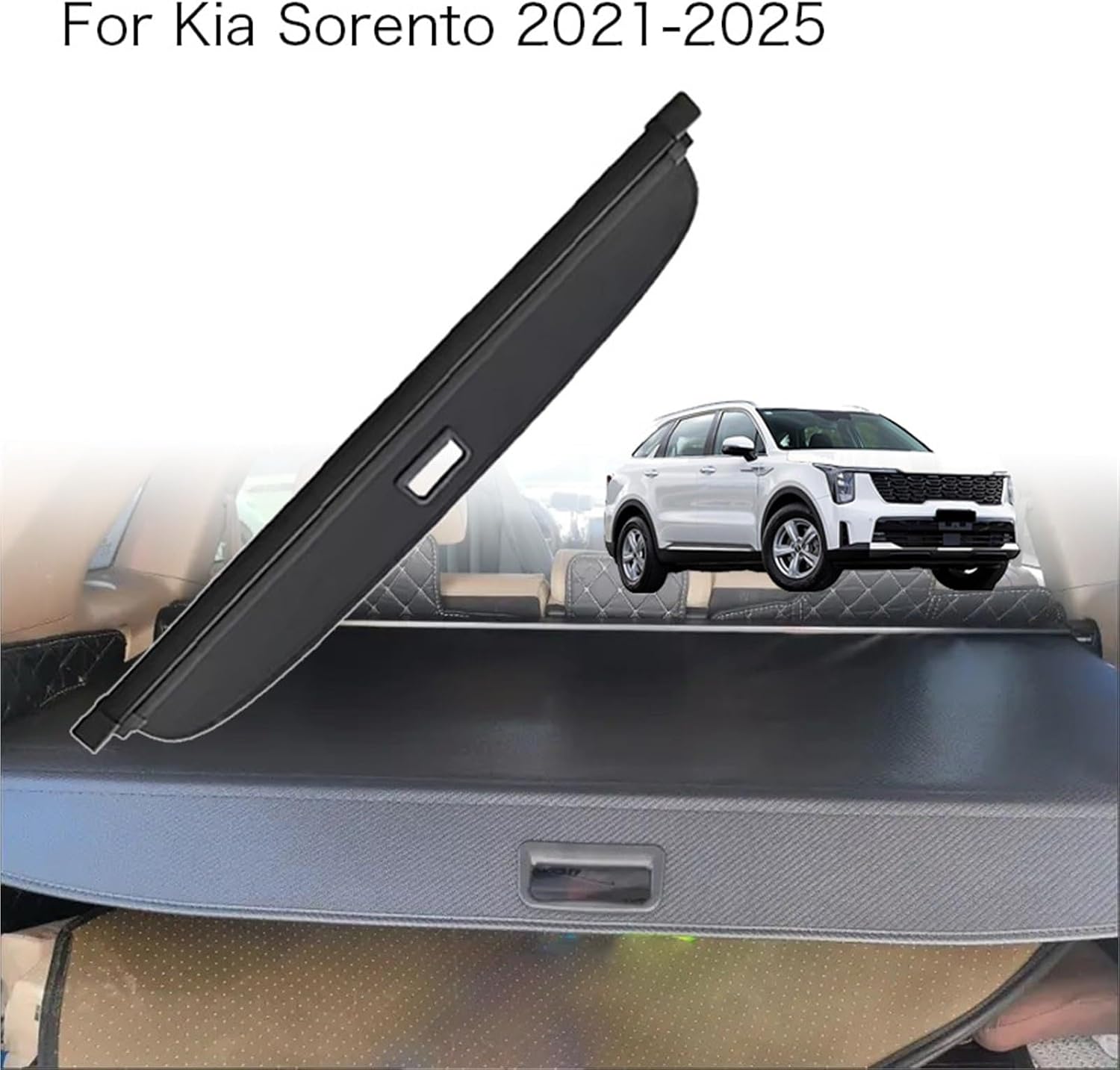 Auto Trunk Curtain Organizer Cover for Kia Sorento 2021-2025 Car Cargo Rear Rack Luggage Storage Waterproof Shield(Carbon Fiber)
