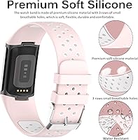 Vista 2 de Miimall Compatible con Fitbit Charge 5 6, correa deportiva de silicona suave impermeable para Fitbit Charge 5 2021 Fitbit Charge 6 2023 mujeres