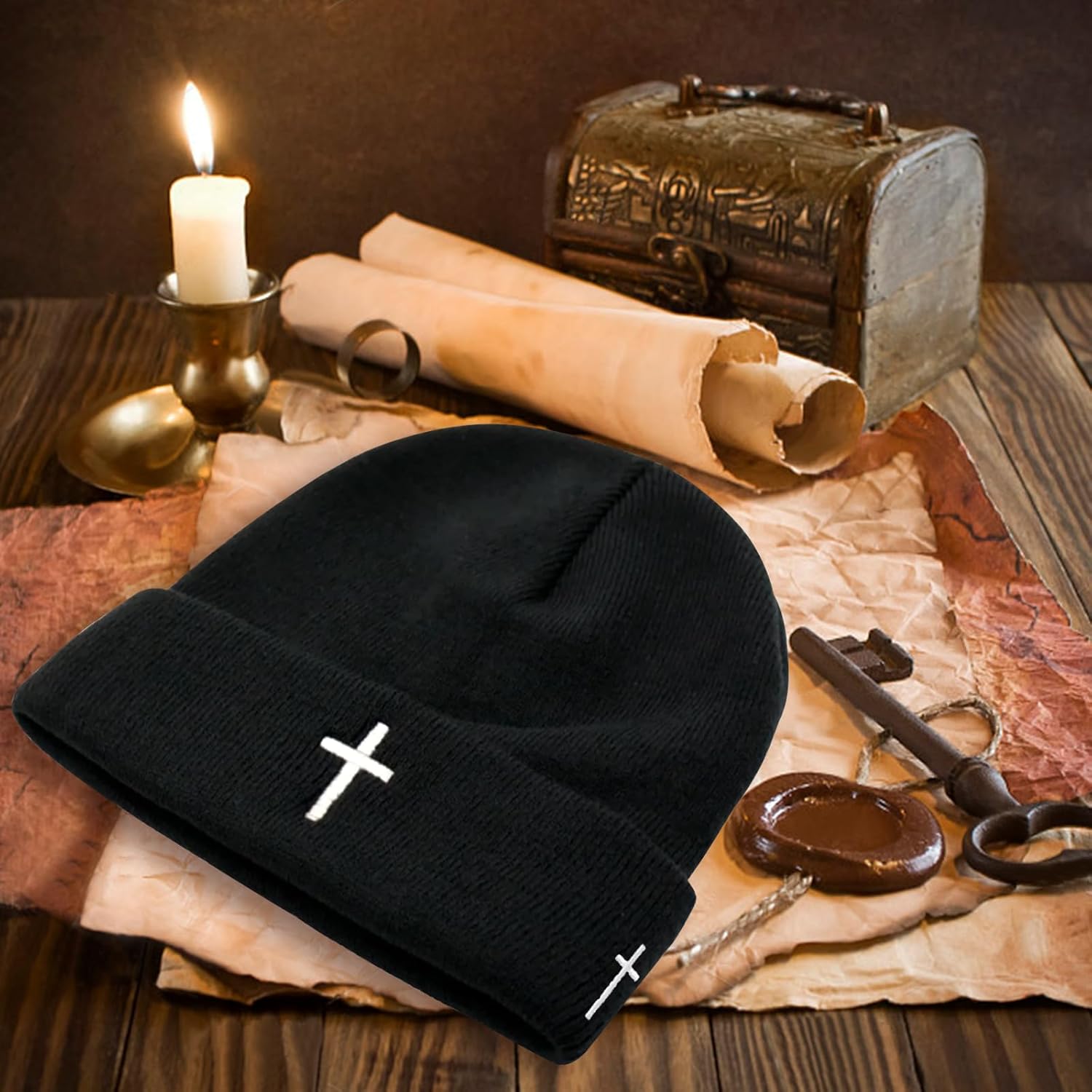 3D Embroidered Christian Hat for Men & Women, Jesus 3 Nail Cross Beanie Hat, Religious Gifts for Christians Clothes - Image 2