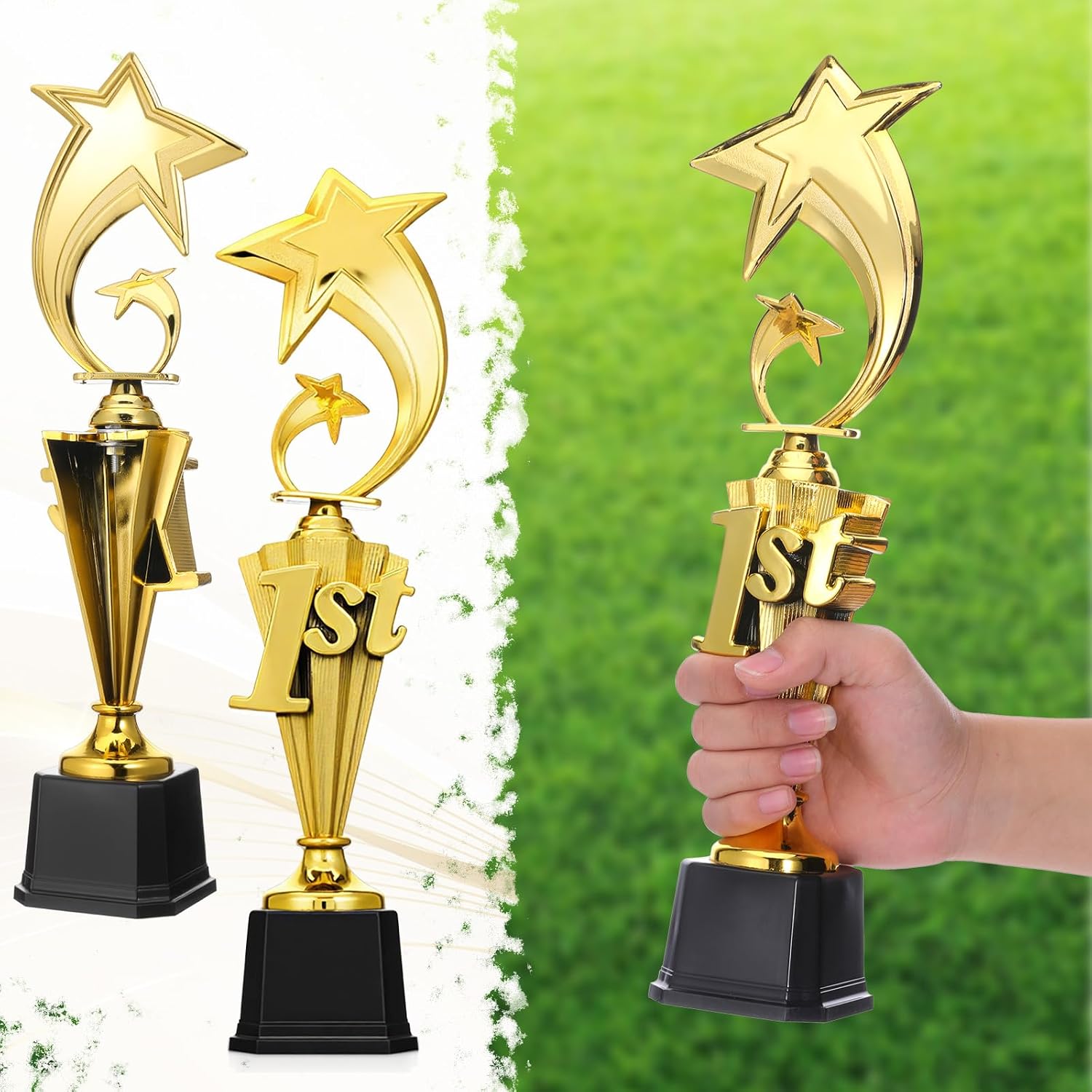 3 Pcs 3rd 2nd 1st Place Trophy, First Place Plastic Trophy Award, Plastic Trophies Award Set for Sports Basketball Soccer Competitions Football Reward Ceremony