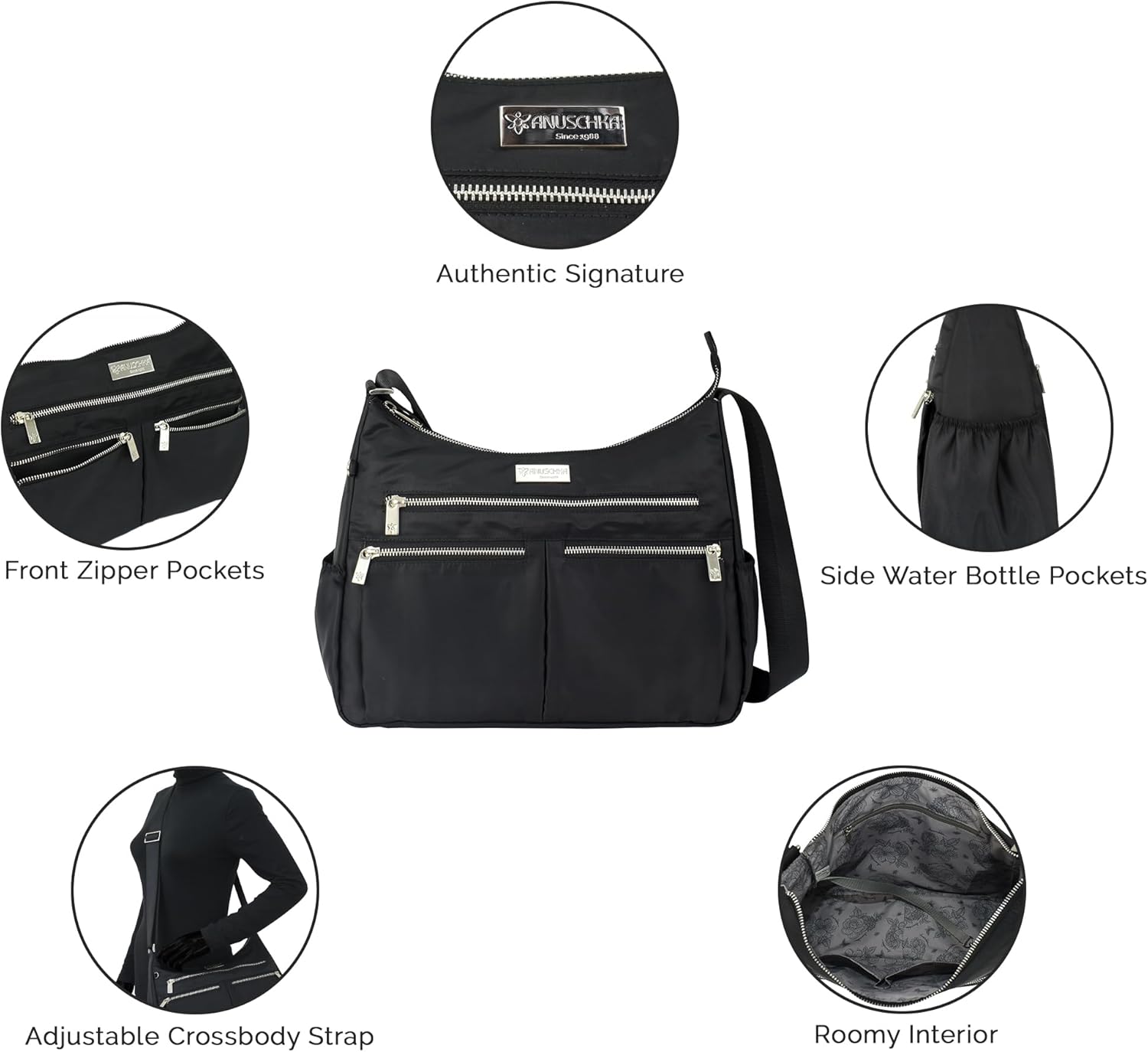 Anuschka Wanderlust Luxe Fabric Collection Women's Vegan Hobo - Image 6