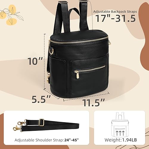 Miniatura 5 de miss fong Pequeña bolsa de pañales mini bolsa de pañales, mochila de cuero para pañales con 14 bolsillos, bolsillos aislados y correa para el hombro