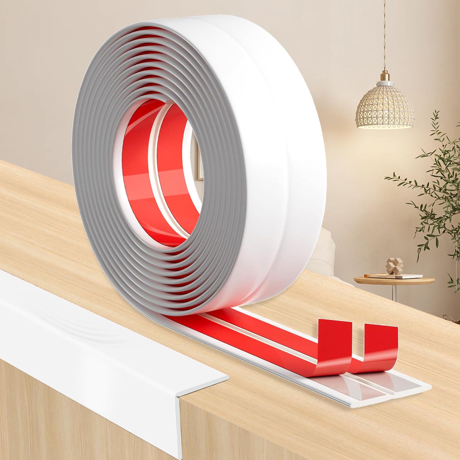 Modanatura decorativa autoadesiva Paraspigoli Muro, Profilo Angolare PVC per Muro, Piastrelle, Porte, Finestre, Bagno (Bianco, 2cm x 4m)