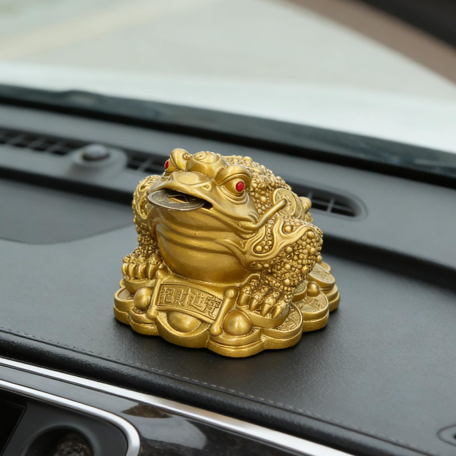 Lucky Toad, A Coin in Its Mouth, Money Frog, for Home Decoration Feng Shui(Imitation Copper, Small Size 6X6X5 cm