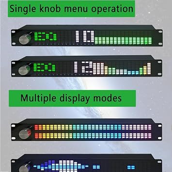 Audio Spectrum Analyzer, 31-Band Music Display, Dual 15-Segment Adjustment, Rack Mount, Independent Gain Control, Automatic Noise Reduction for Stage KTV Bar