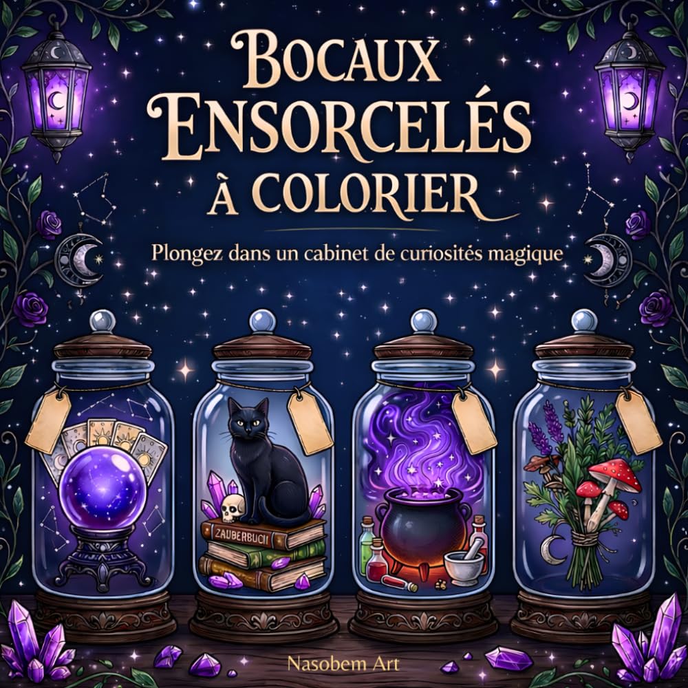 Bocaux Ensorcelés à Colorier: Livre de coloriage fantastique avec plus de 40 bocaux magiques, créatures mystiques, herbes enchantées et curiosités féeriques