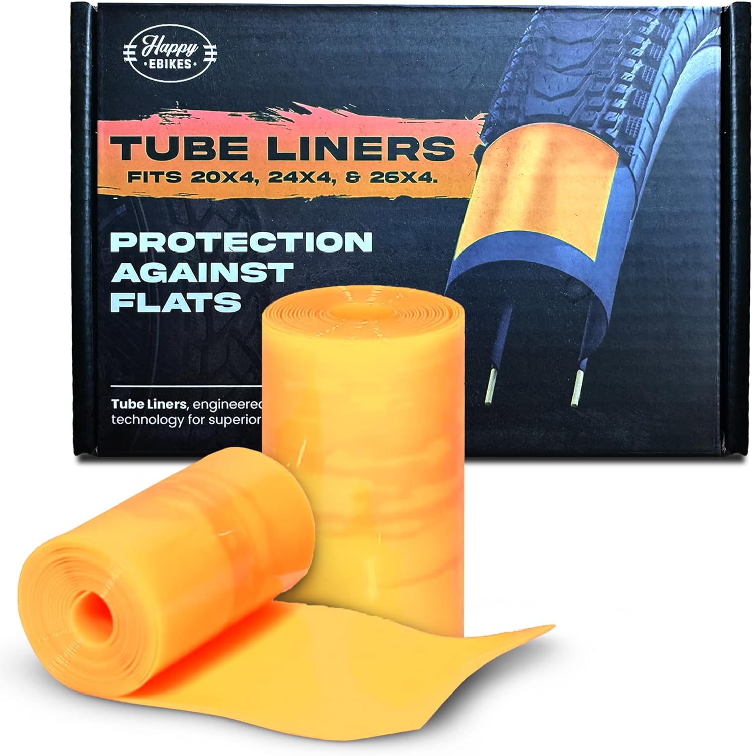 HEB Allscape Bike Tire Liner (2 Pack) - Polyurethane Bike Tube Protector Liner - Easy-to-Install, Heat & Weather Resistant Fat Tire Liner 20x4 / 24x4 / 26x4 Fat Bike Tube Liner