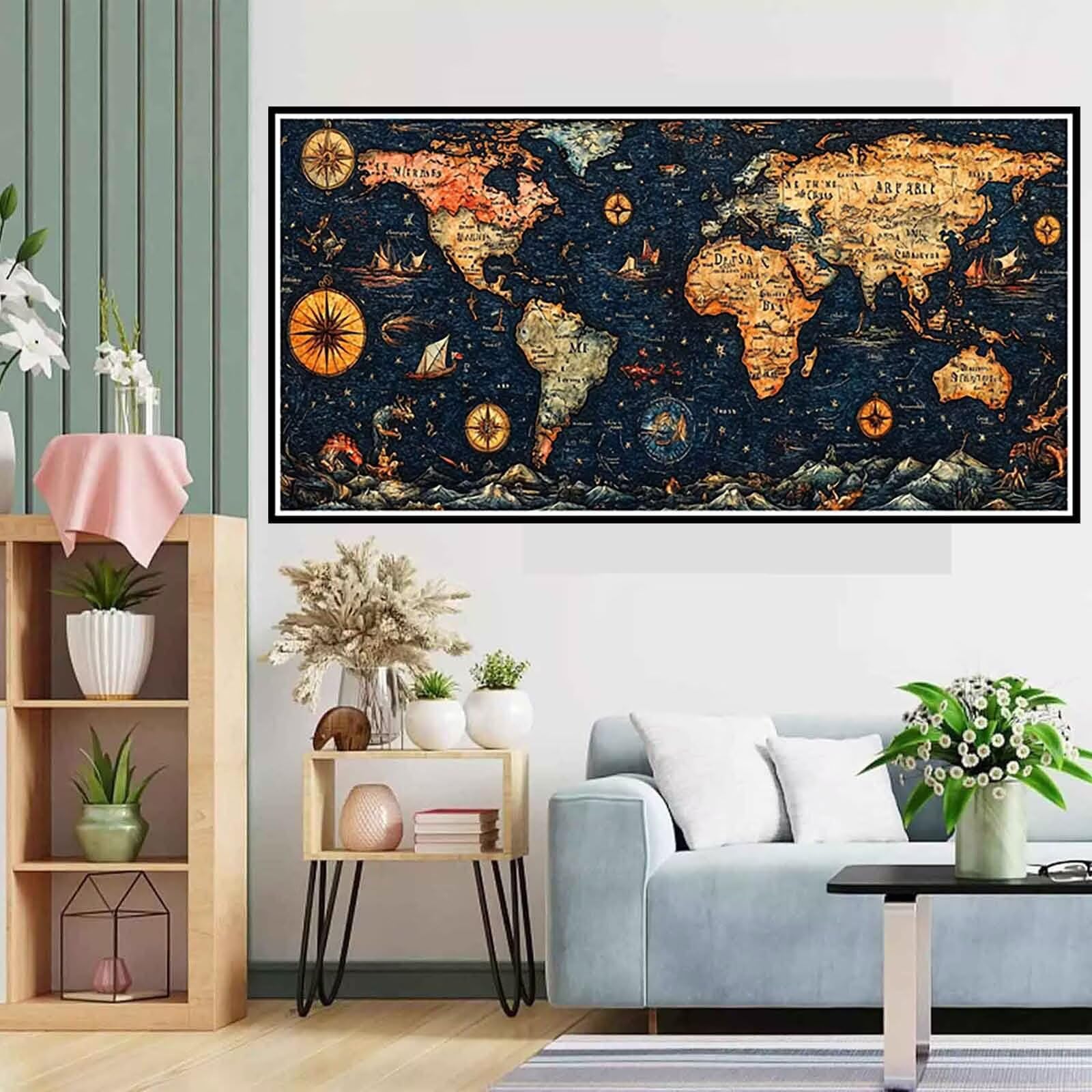 Mapa do malowania diamentowego dla dorosłych, mapa świata, kryształowy wzór, 5D "zrób to sam", okrągłe, pełne wiertło, mozaika, zestaw do majsterkowania, do dekoracji domu, salonu, na prezent, 70 x
