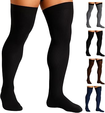 MOJO Men Medical Compression Thigh High Stockings, 20-30mmhg | Graduated Compression Stockings, Silicone Band, Breathable Moisture-wicking, Varicose Veins Support, Reduces Swelling, M2017