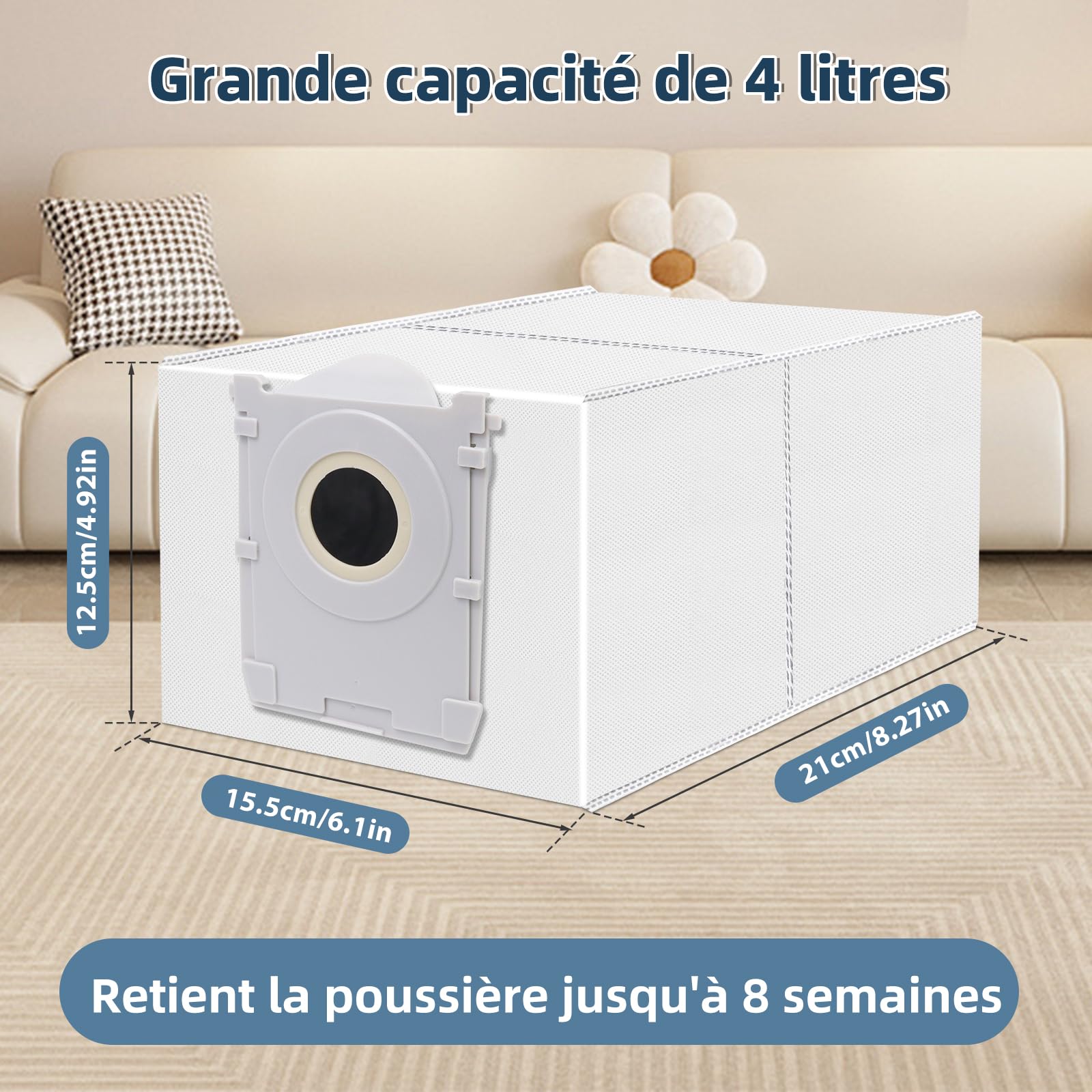 Sacs à Poussière Compatibles avec Ecovacs Deebot T50/T50 PRO/T50 MAX PRO/T30C PRO/T80/X8/X8 PRO/X9 PRO OMNI Aspirateurs - Electroménager