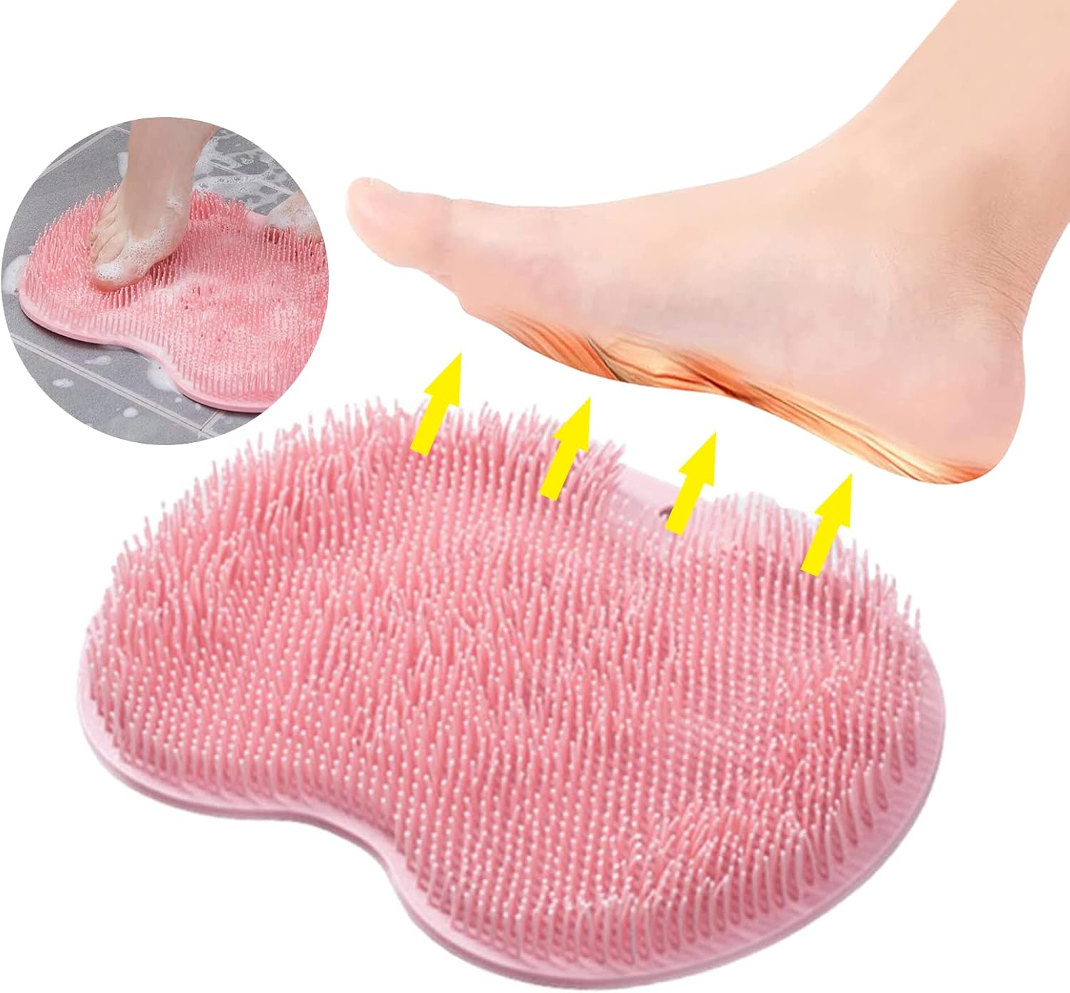 Silicone Foot Scrubber for Shower, Larger foot Cleaner for Shower floor, Foot Scrubber Mat with Non-Slip Suction Cups, Easy Feet Cleaning Brush, Improve Foot Circulation & Soothes Tired Feet