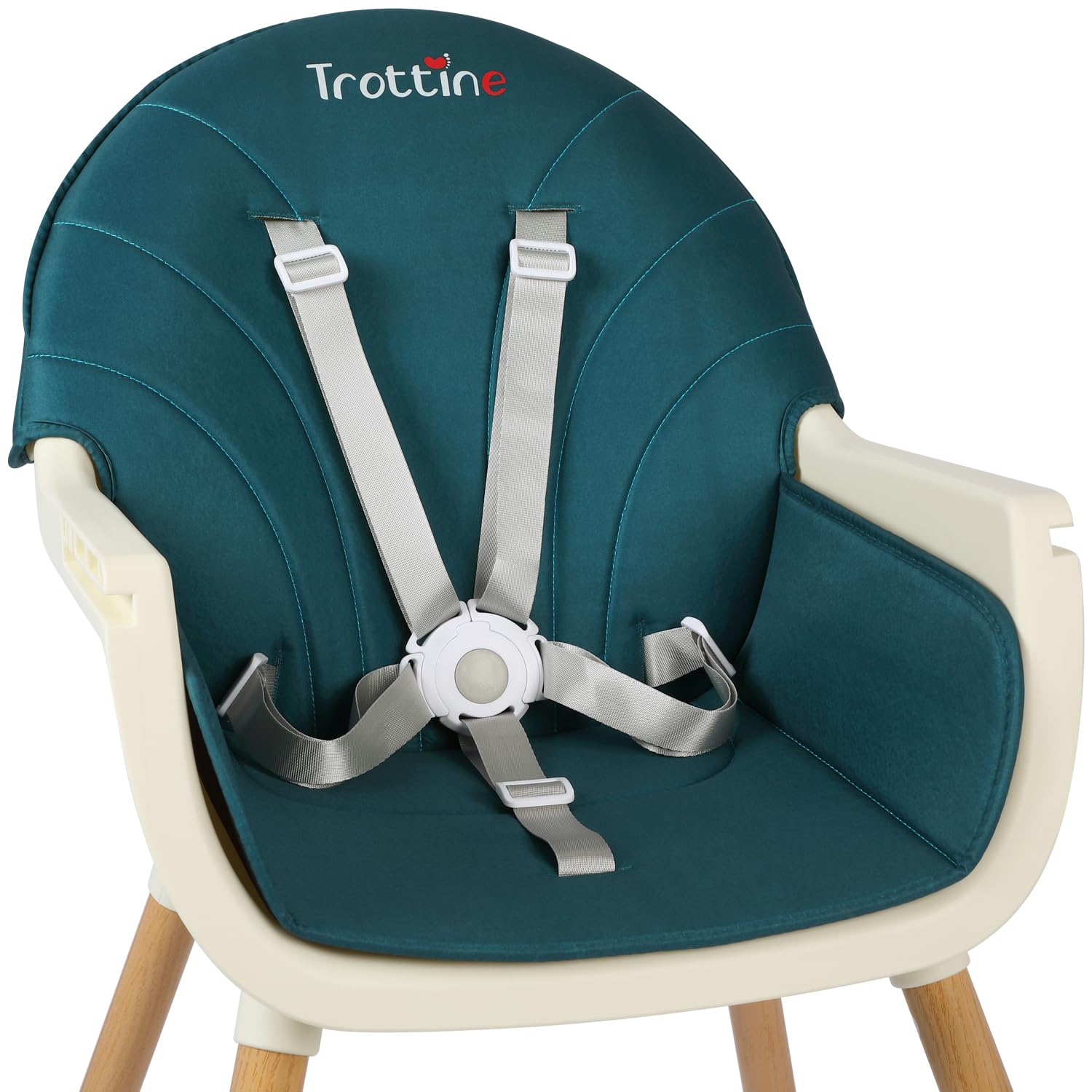 LORENTZ Chaise Haute Évolutive Design Esprit Bois, Longue Durée, Transformable en Chaise Enfant, 2 Hauteurs, Tablette Réglable Amovible, Surplateau, Coussin Lavable, Harnais 5-points - Cobalt