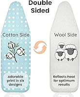 Vista 6 de Love Sew Funda reversible para tabla de planchar de lana, 2 en 1, lana de un lado de algodón