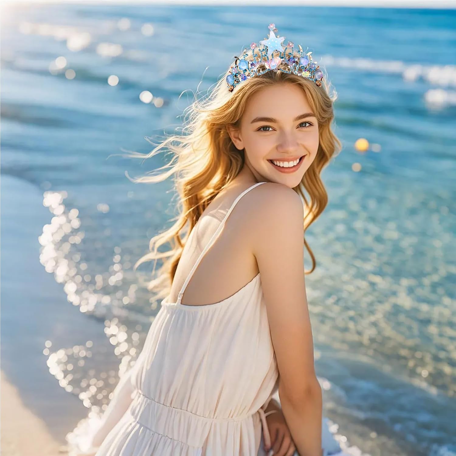 Bridal Starfishes Crowns Bride Elaborate Rhinestones Bachelorette Party Hen Party Bride Photo Props Elegant Bridal Hair Accessory
