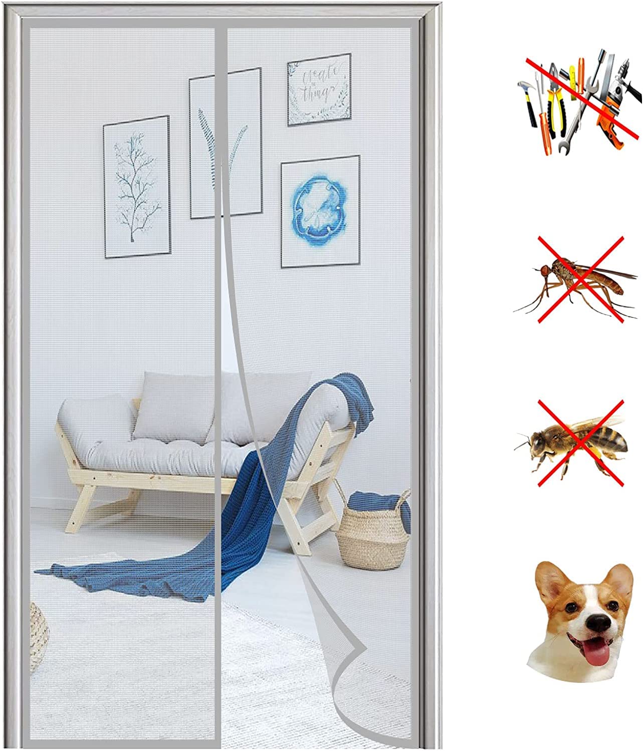 Moustiquaire magnétique pour porte patio élimine l'intrusion des insectes