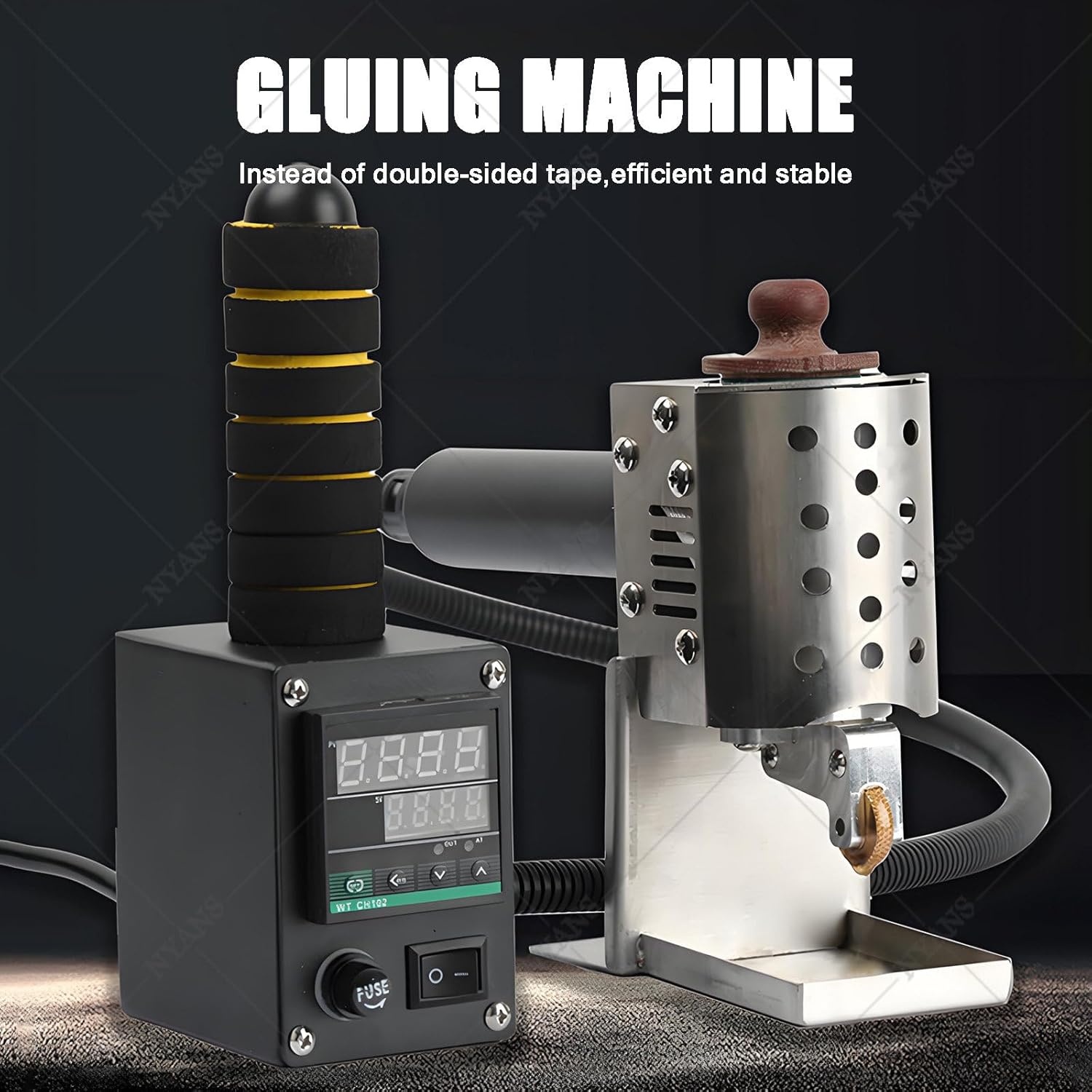 Hand Push Hot Melt Adhesive Roller Glue Applicator, Commercial Hot Melt Adhesive Roller, 50-220℃ Adjustable Temperature, for Packaging and Leather Products 150ml-15mm+20mm+30mm+40mm+50mm