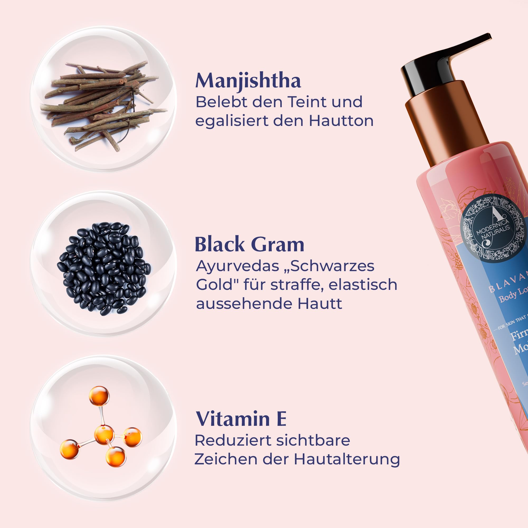 Blavana Körperlotion- Intensive Pflege für trockene, reife Haut mit sichtbar verbesserter Spannkraft | Mit Schwarzes Gramm, Sheabutter & Natriumhyaluronat | Leichte, nicht-fettige Formel | 185 ml