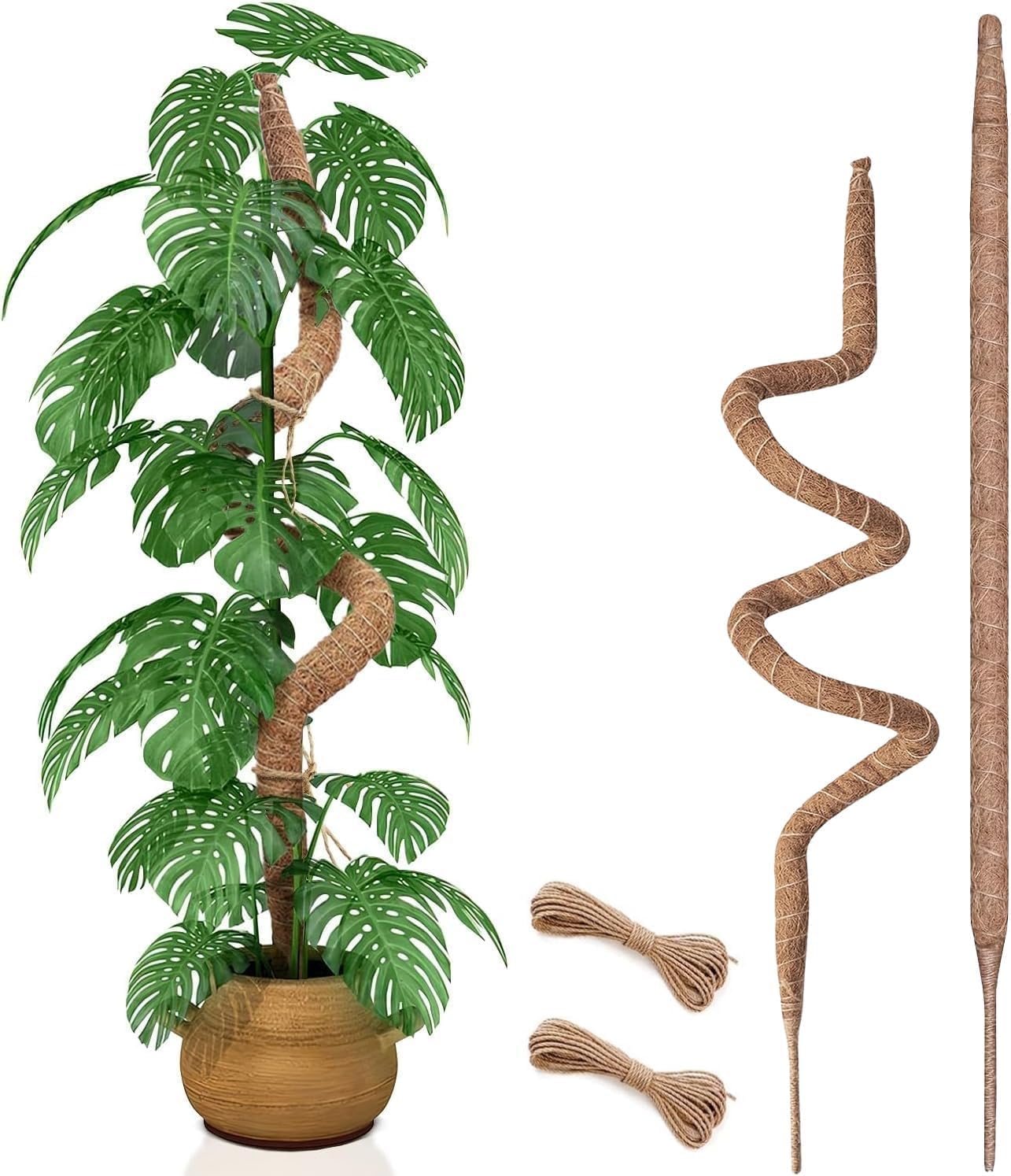 2 Pack 60 Inch Moss Pole for Plants, Bendable Moss Pole for Plants Monstera, Tall Moss Poles for Climbing Plants Indoor, LargeSupport, Garden Trellis Stick Stakes