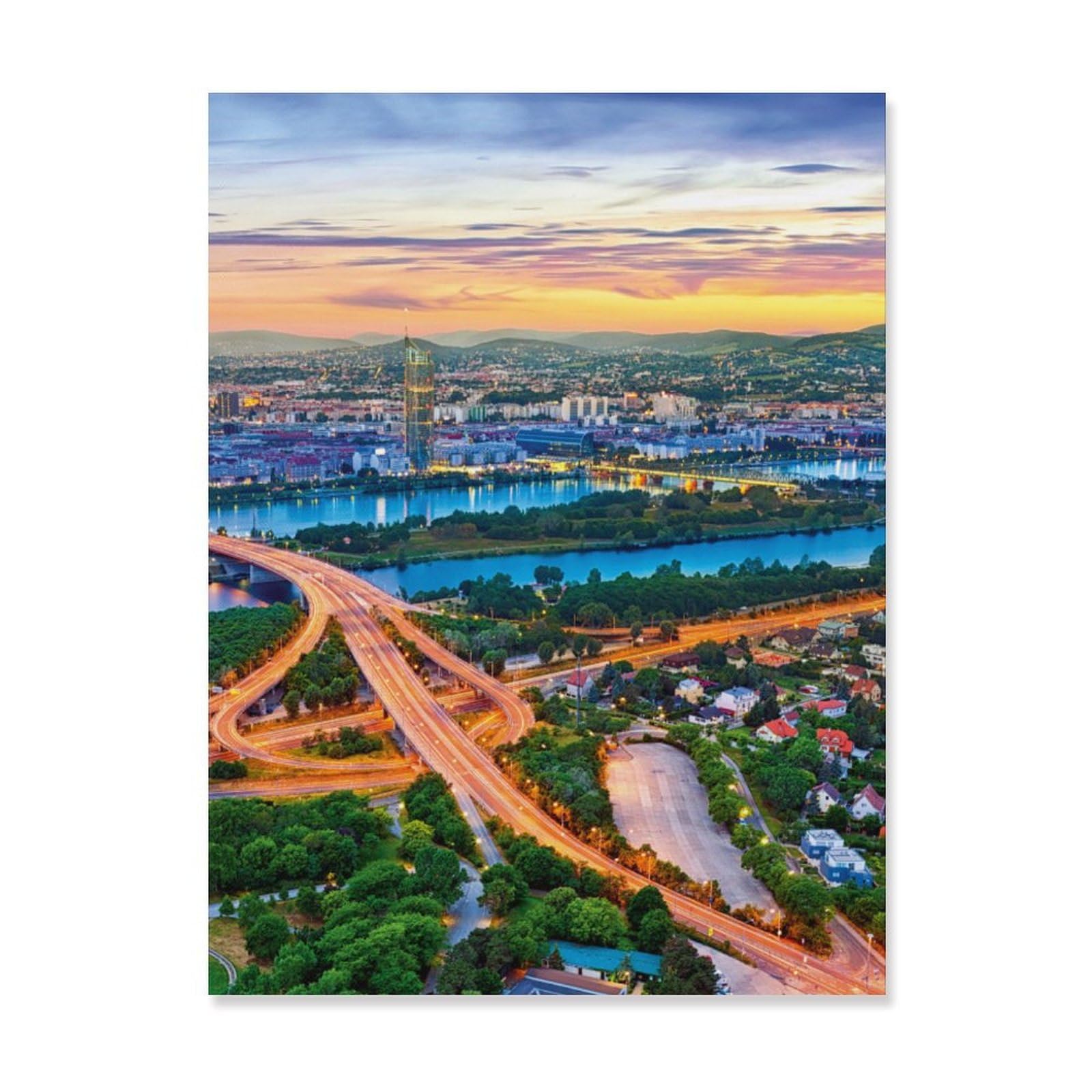 Jigsaw Puzzle 1000 Pieces，The city of Vienna on the beautiful blue Danube，Paper Children Toys Decompression Game（38x26cm）-AH81