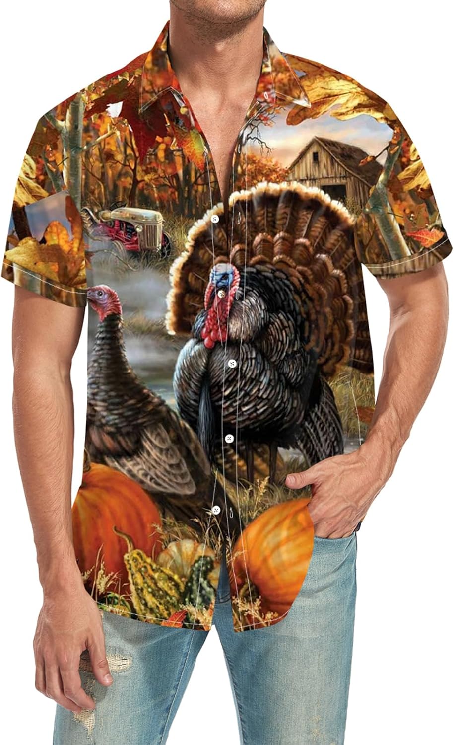 Men's Short Sleeve Button Down Bowling Shirts Hawaiian Casual Printed Summer Regular Fit Beach Aloha Shirt - Image 2