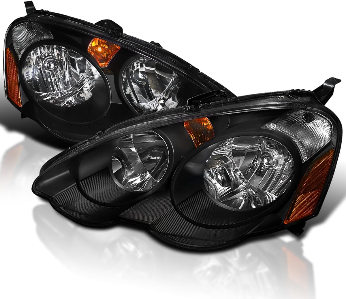 SPEC-D TUNING JDM Black Headlights Compatible with 2002-2004 Acura RSX L+R Pair Head Light Lamp Assembly