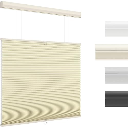 Top Down Bottom Up (TDBU) Cellular Shades Cordless Honeycomb Blinds for Indoor Windows, for Windows Size (26" W × 48" H) Colour (Beige - Light Filtering)