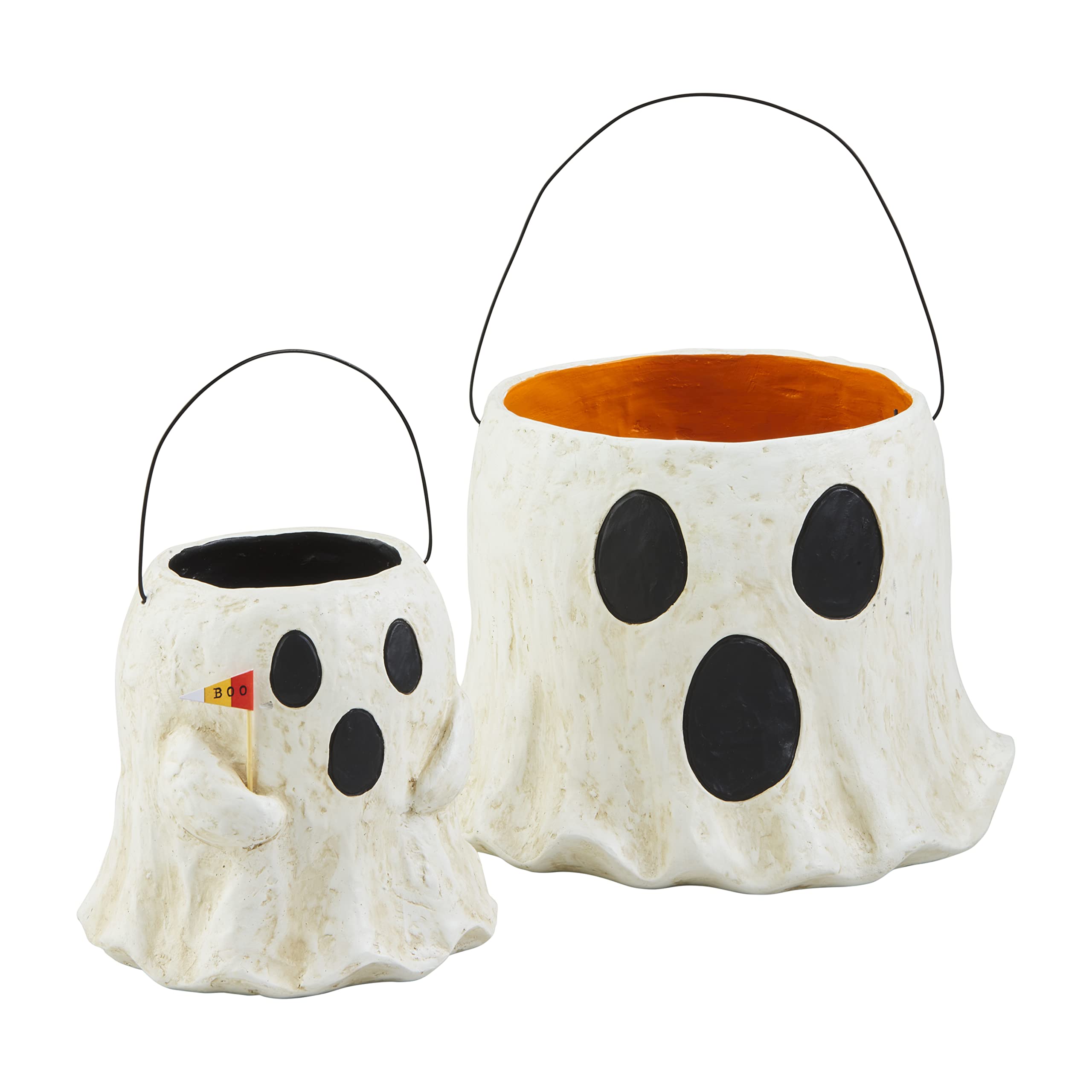 mud pie paper mache halloween treat buckets, white