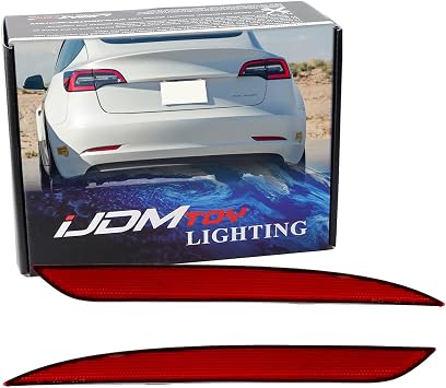 iJDMTOY Rear Bumper Reflector Lenses For Tesla 2020-2024 Model Y MY